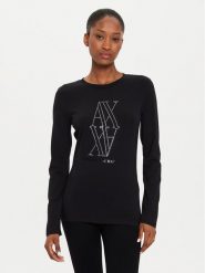 Armani Exchange Bluzka 6DYT05 YJDTZ 1200 Czarny Regular Fit. Czarne bluzki Armani Exchange, s, bez wzorów, z bawełny, bez kołnierzyka, bez ramiączek. Za 229.99 zł.