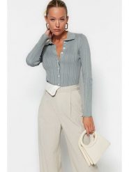 Trendyol Kardigan w kolorze szarym rozmiar: S. Szare kardigany Trendyol, s, bez wzorów, prążkowane. Za 65.99 zł.