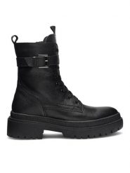 Lasocki Trzewiki WI16-14097-06 Czarny. Czarne botki Lasocki, bez wzorów, ze skóry, bez obcasa, na płaskiej podeszwie, bez zapięcia. Za 269.99 zł.