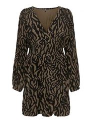 ONLY Sukienka w kolorze czarno-brązowym rozmiar: XL. Brązowe sukienki Only, xl, bez wzorów, bez kołnierzyka, bez ramiączek, midi, rozkloszowane. Za 91.99 zł.