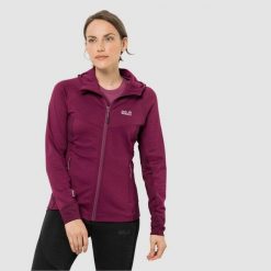 Bluza polarowa damska Jack Wolfskin Hydro Grid Fleece. Czerwone bluzy Jack Wolfskin, m, bez wzorów, z polaru, bez kaptura. Za 596.55 zł.