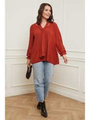 Curvy Lady Bluzka w kolorze czerwonobrązowym rozmiar: 48/50. Czerwone bluzki Curvy Lady, bez wzorów, klasyczne, bez kołnierzyka, bez ramiączek. Za 70.41 zł.