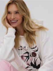 Bluza z nadrukiem - złamana biel. Bluzy Reserved, l, bez wzorów, z bawełny, bez kaptura. Za 169.99 zł.