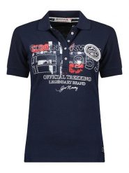Geographical Norway Koszulka polo "Kerry" w kolorze granatowym rozmiar: S. Niebieskie bluzki Geographical Norway, s, z aplikacjami, z bawełny, bez kołnierzyka, bez ramiączek. Za 66.00 zł.