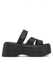 DeeZee Klapki 8791-2 Czarny. Czarne klapki DeeZee, bez wzorów, z materiału, bez obcasa. Za 83.99 zł.