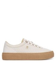 Tommy Hilfiger Espadryle FW0FW09173 Biały. Białe espadryle TOMMY HILFIGER, bez wzorów, z materiału, bez obcasa, bez zapięcia. Za 369.99 zł.