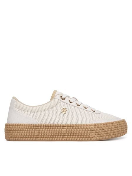 Tommy Hilfiger Espadryle FW0FW09173 Biały. Białe espadryle TOMMY HILFIGER, bez wzorów, z materiału, bez obcasa, bez zapięcia. Za 289.99 zł.