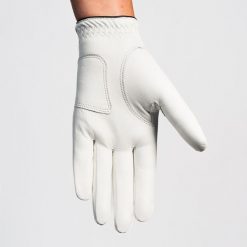 Rękawica do golfa damska Inesis Soft 500 dla praworęcznych. Białe rękawiczki INESIS, bez wzorów, ze skóry, sportowe. Za 49.99 zł.