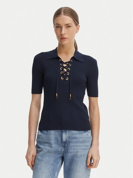 MICHAEL Michael Kors Bluzka MS661FZ5ZV Granatowy Slim Fit. Niebieskie bluzki MICHAEL Michael Kors, s, bez wzorów, z wiskozy, bez kołnierzyka, bez ramiączek. Za 403.99 zł.