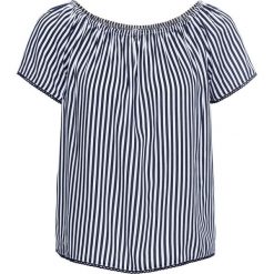 Bluzka "carmen" bonprix ciemnoniebiesko-biel wełny w paski. Niebieskie bluzki bonprix, bez wzorów, z wełny, bez kołnierzyka, bez ramiączek. Za 49.99 zł.