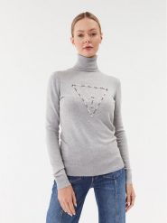 Guess Golf W3BR23 Z2NQ2 Szary Regular Fit. Szare golfy Guess, xs, z aplikacjami, z wiskozy, bez ramiączek. Za 158.99 zł.