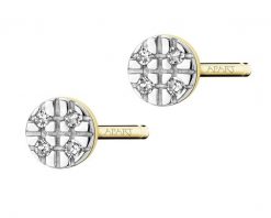 Kolczyki z żółtego złota z diamentami - 0,01 ct - próba 585. Żółte kolczyki Apart, z diamentem, złote. Za 739.00 zł.
