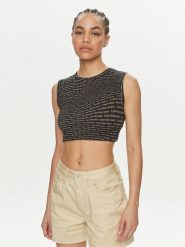 Calvin Klein Jeans Top J20J223163 Czarny Slim Fit. Czarne topy Calvin Klein Jeans, s, bez wzorów, z bawełny, bez kołnierzyka, bez ramiączek. Za 129.99 zł.