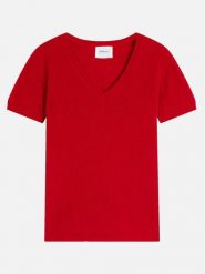 Perfect Cashmere Kaszmirowa koszulka "Efimia" w kolorze czerwonym rozmiar: XL. Czerwone bluzki Perfect Cashmere, xl, bez wzorów, z kaszmiru, bez kołnierzyka, bez ramiączek. Za 306.95 zł.