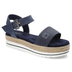 Granatowe Sandały Big Star Wygodne Buty Damskie. Niebieskie sandały Big Star, bez wzorów, ze skóry ekologicznej, boho, bez obcasa, bez zapięcia. Za 179.00 zł.