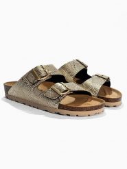 Sunbay Klapki "Trefle" w kolorze złotym rozmiar: 39. Żółte klapki Sunbay, bez wzorów, z otwartym noskiem, bez obcasa. Za 139.95 zł.