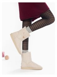 ISLAND BOOT Kozaki zimowe "Kinsac" w kolorze kremowym rozmiar: 38. Brązowe kozaki Island Boot, na zimę, z materiału, bez obcasa, bez zapięcia. Za 87.19 zł.