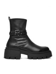 DeeZee Botki W4LH101008D Czarny. Czarne botki DeeZee, bez wzorów, z materiału, bez obcasa, na płaskiej podeszwie, bez zapięcia. Za 219.99 zł.