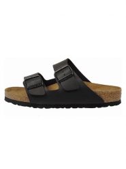 Birkenstock Klapki "Arizona" w kolorze czarnym rozmiar: 39. Czarne klapki Birkenstock, bez wzorów, z otwartym noskiem, bez obcasa. Za 343.41 zł.