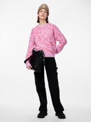 Pieces Sweter "Jeo" w kolorze jasnoróżowym rozmiar: XS. Różowe swetry Pieces, xs, bez wzorów, ze splotem, bez ramiączek. Za 52.79 zł.