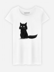 WOOOP Koszulka "Sitting Cat" w kolorze białym rozmiar: XL. Białe bluzki Wooop, xl, bez wzorów, z bawełny, bez kołnierzyka, bez ramiączek. Za 56.99 zł.
