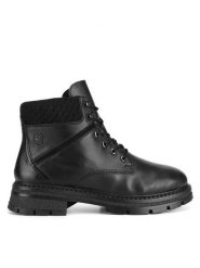 Rieker Botki Z9802-00 Czarny. Czarne botki Rieker, bez wzorów, ze skóry, bez obcasa, na płaskiej podeszwie, bez zapięcia. Za 293.99 zł.