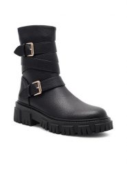 DeeZee Botki NEYLAN H25398-7 Czarny. Czarne botki DeeZee, bez wzorów, z syntetyku, bez obcasa, na płaskiej podeszwie, bez zapięcia. Za 89.99 zł.