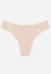 Beżowe Majtki z Bawełną Typu Stringi Ozdobione Koronką Cirilise. Brązowe stringi Born2be, bez wzorów, z bawełny. Za 7.99 zł.