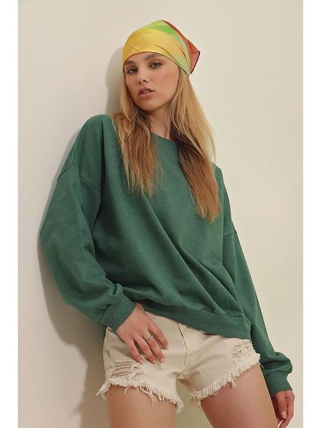 Trend Alacati Bluza w kolorze zielonym rozmiar: XL. Zielone bluzy Trend Alacati, xl, bez wzorów, bez kaptura. Za 65.69 zł.