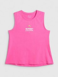 4F Top regular z nadrukiem damski - różowy XL. Czerwone topy 4f, xl, bez wzorów, z bawełny, bez kołnierzyka, bez ramiączek. Za 49.99 zł.