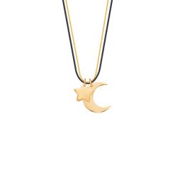 Naszyjnik ze sznurka BLACK NOIR. Czarne naszyjniki Lilou, pozłacane. Za 258.00 zł.