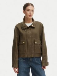 Tommy Hilfiger Kurtka przejściowa WW0WW48616 Zielony Relaxed Fit. Zielone kurtki TOMMY HILFIGER, l, bez wzorów, ze lnu, bez kaptura. Za 1,099.00 zł.