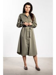 Awama Sukienka w kolorze khaki rozmiar: XL. Brązowe sukienki Awama, xl, bez wzorów, z tkaniny, bez kołnierzyka, bez ramiączek, midi. Za 162.11 zł.