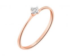Pierścionek z różowego złota z brylantem - 0,01 ct - próba 585. Czerwone pierścionki Apart, z brylantem, złote. Za 969.00 zł.