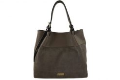 Elegancka torebka damska z naturalnego zamszu - Beżowa ciemna. Brązowe torby na ramię Barberini's, bez wzorów, z jeansu, boho, na ramię, duże, zamszowe, bez dodatków. Za 349.99 zł.