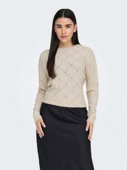 ONLY Sweter w kolorze kremowym rozmiar: XL. Brązowe swetry Only, xl, bez wzorów, ze splotem, bez ramiączek. Za 94.95 zł.