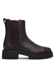 Calvin Klein Sztyblety Chunky Chelsea Boot Lth YW0YW02072 Bordowy. Czerwone botki Calvin Klein, bez wzorów, ze skóry, bez obcasa, na płaskiej podeszwie, bez zapięcia. Za 699.99 zł.