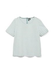 Vero Moda Koszulka w kolorze biało-miętowym rozmiar: XS. Białe bluzki Vero Moda, xs, bez wzorów, bez kołnierzyka, bez ramiączek. Za 48.39 zł.