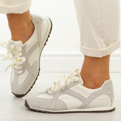 Szare skórzane półbuty damskie Vinceza 86427. Szare obuwie sportowe VINCEZA, na jesień, z jeansu, bez zapięcia, trekkingowe. Za 249.00 zł.