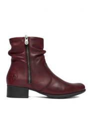 Rieker Botki CEO-78656-35 Bordowy. Czerwone botki Rieker, bez wzorów, ze skóry, bez obcasa, na płaskiej podeszwie, bez zapięcia. Za 399.99 zł.