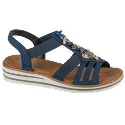 Sandały Rieker Sandals V0649-14 niebieskie. Niebieskie sandały bez wzorów, z gumy, z otwartym noskiem, bez obcasa, bez zapięcia. Za 376.43 zł.