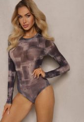 Szare Body z Siateczki z Długimi Rękawami i Wzorem Tie-Dye Itavia. Szare body Renee, l, bez wzorów, z jeansu. Za 69.99 zł.