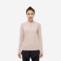 Bluza do biegania damska Kiprun Run 100 Warm. Czerwone bluzy KALENJI, xs, bez wzorów, z dzianiny, bez kaptura. Za 59.99 zł.