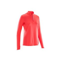 Bluza do biegania RUN WARM damska. Czerwone bluzy KALENJI, bez wzorów, z elastanu, bez kaptura. Za 39.99 zł.
