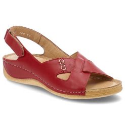 Sandały damskie Armodo, ze skóry naturalnej na platformie na rzep wygodne, czerwone, 5-0780-084. Czerwone sandały Armodo, bez wzorów, ze skóry, klasyczne, bez obcasa, na platformie, bez zapięcia. Za 209.00 zł.