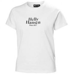 Koszulka sportowa damska Helly Hansen Core Graphic. Białe koszulki sportowe Helly Hansen, bez wzorów, z bawełny, bez ramiączek. Za 226.00 zł.