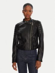 Guess Kurtka z imitacji skóry W5YL19 WHDS0 Czarny Regular Fit. Czarne kurtki Guess, xl, z aplikacjami, ze skóry, bez kaptura. Za 739.99 zł.