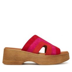 Klapki Gabor. Czerwone klapki Gabor, bez wzorów, bez obcasa. Za 449.99 zł.