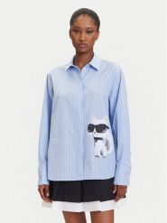 KARL LAGERFELD Koszula A3W11029 Niebieski Regular Fit. Niebieskie koszule KARL LAGERFELD, bez wzorów, z bawełny, bez kołnierzyka, bez ramiączek. Za 999.99 zł.