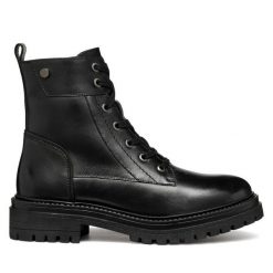 Botki Geox. Czarne botki Geox, bez wzorów, bez obcasa, na płaskiej podeszwie, bez zapięcia. Za 659.99 zł.